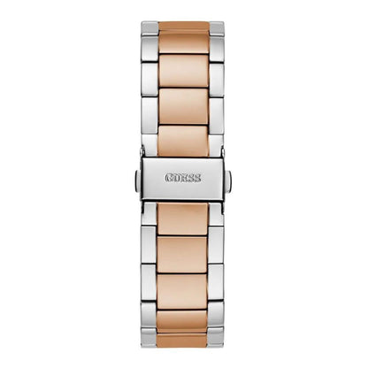 Guess Women's Watch, Multifunction Dial, Grey and Pink Stainless Steel