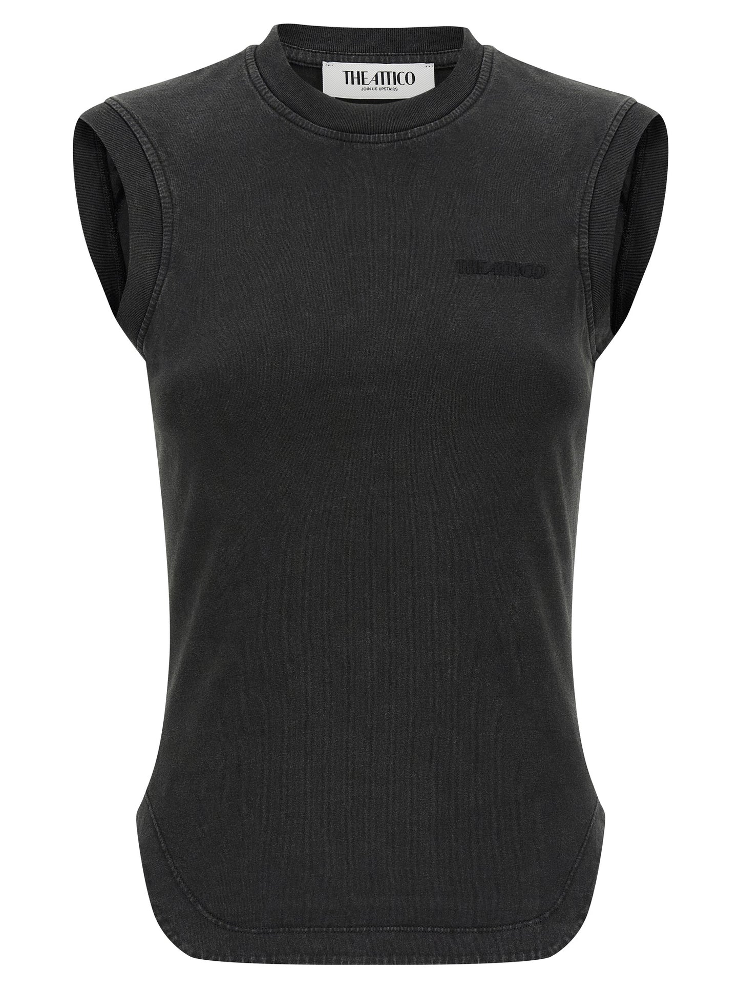 The Attico Black Cotton Sleeveless T-Shirt