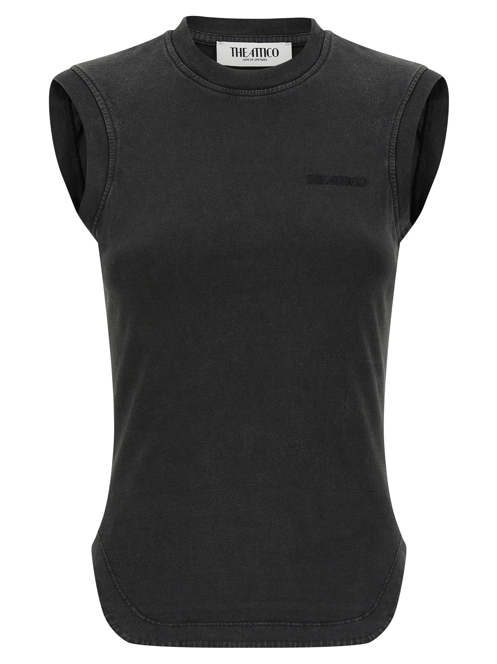 The Attico Black Cotton Sleeveless T-Shirt