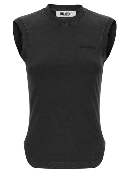 The Attico Black Cotton Sleeveless T-Shirt