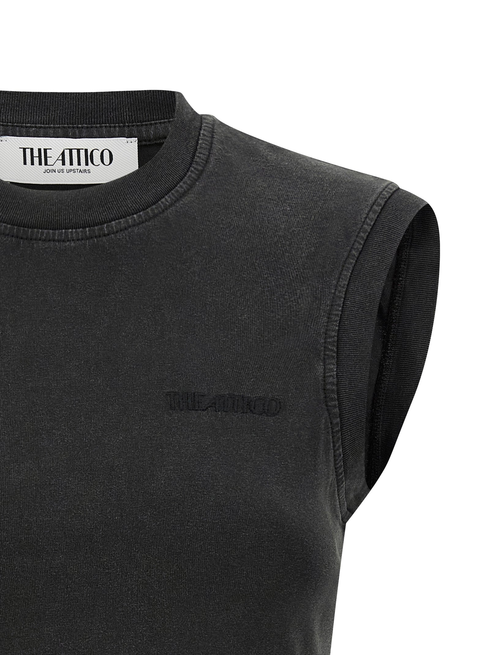 The Attico Black Cotton Sleeveless T-Shirt
