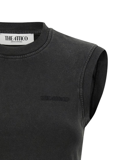 The Attico Black Cotton Sleeveless T-Shirt