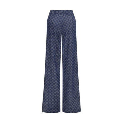 Gucci GG Cotton Jacquard Denim Casual Pants in Blue