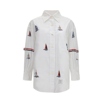 Thom Browne White Cotton Sailboat-embroidered Oversized Shirt IT40 | M, IT42 | L
