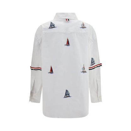 Thom Browne White Cotton Sailboat-embroidered Oversized Shirt IT40 | M, IT42 | L