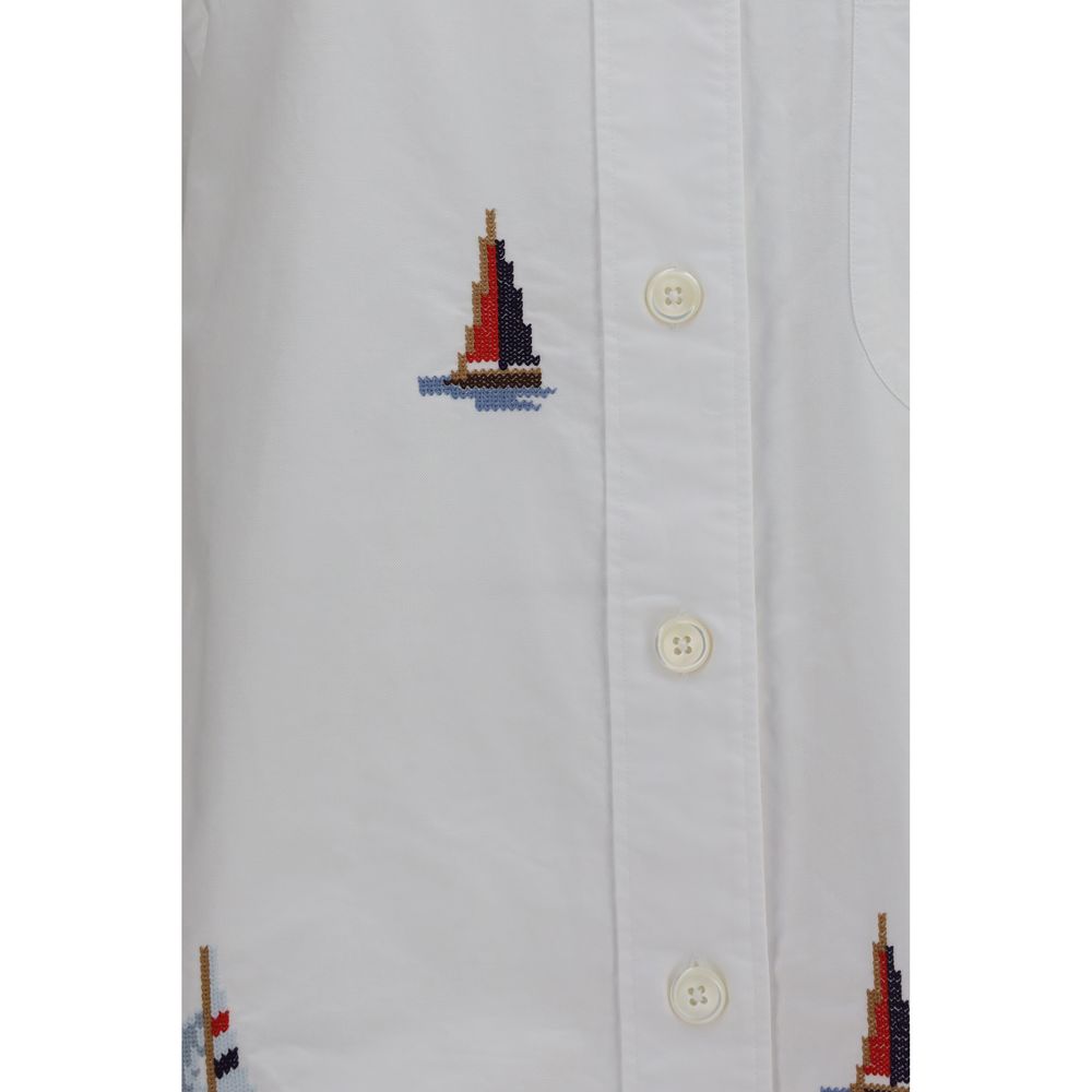 Thom Browne White Cotton Sailboat-embroidered Oversized Shirt IT40 | M, IT42 | L