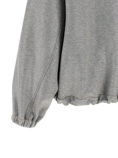 Brunello Cucinelli Silver Cotton Bomber Jacket