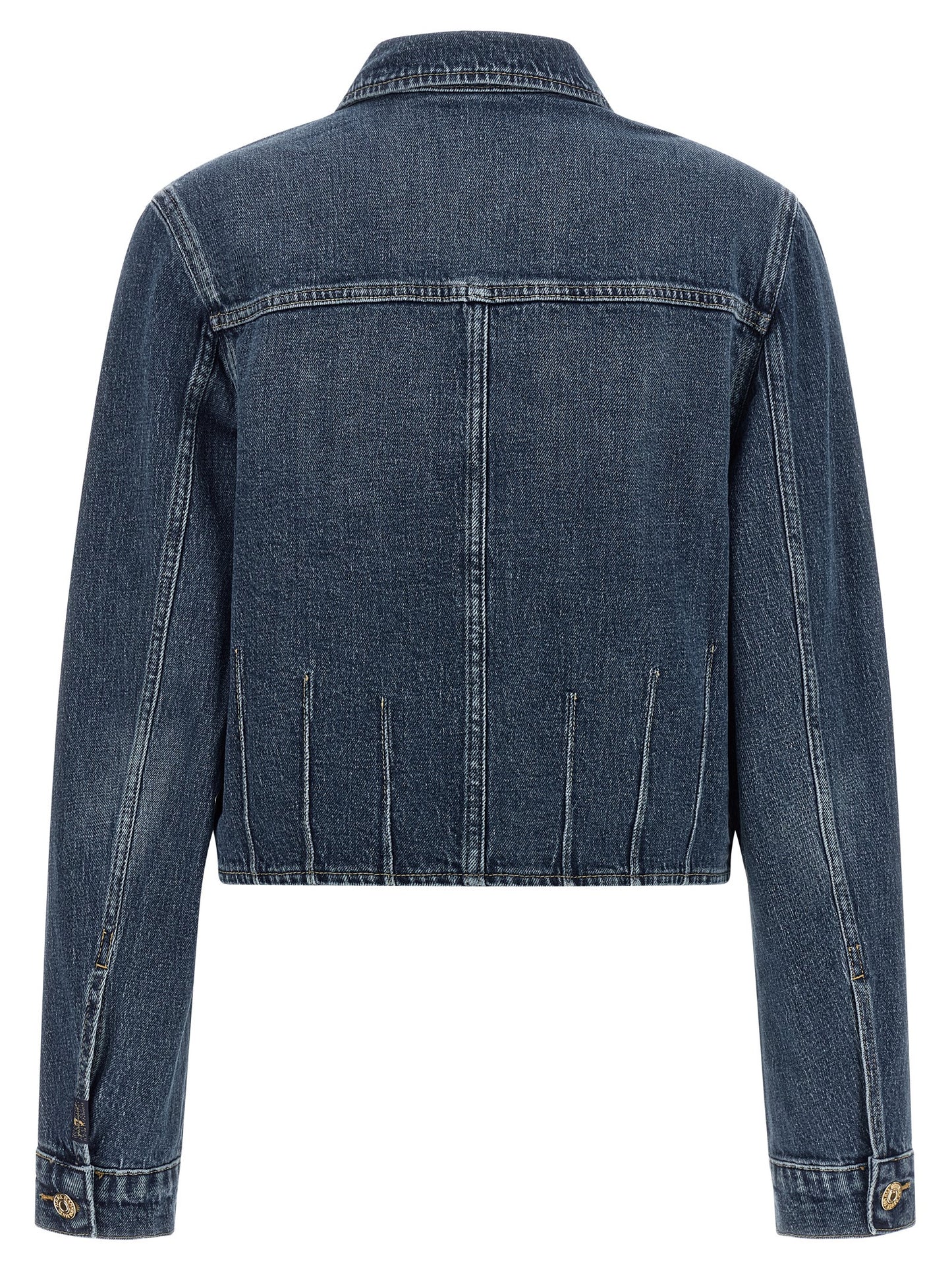7 For All Mankind Blue Cotton Denim Darted Shrunken Jacket