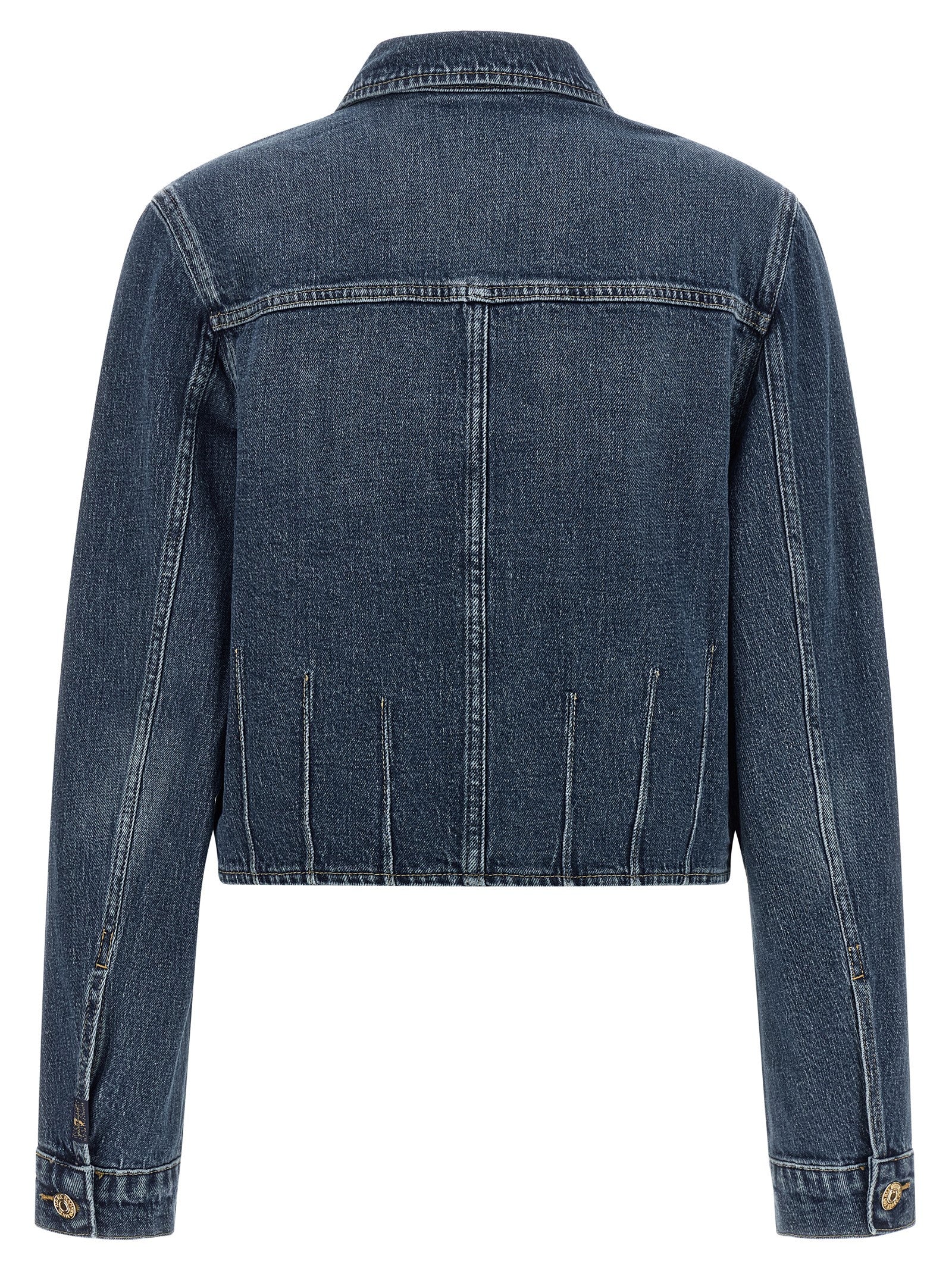 7 For All Mankind Blue Cotton Denim Darted Shrunken Jacket