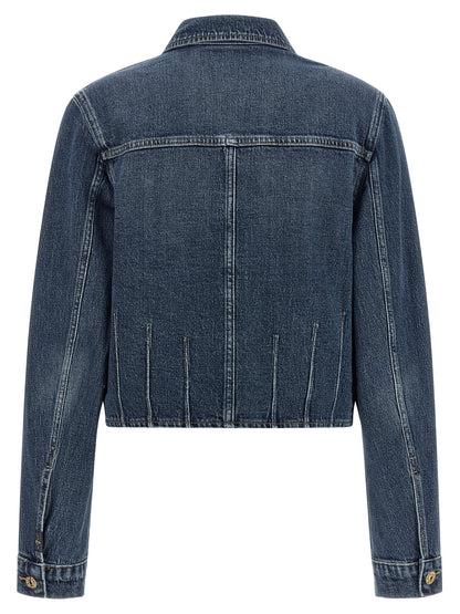 7 For All Mankind Blue Cotton Denim Darted Shrunken Jacket