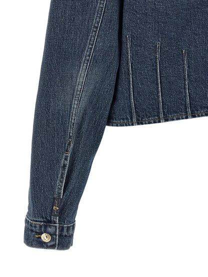 7 For All Mankind Blue Cotton Denim Darted Shrunken Jacket