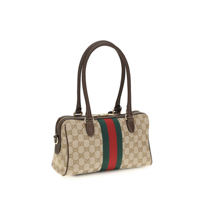 Gucci Horsebit Shoulder Bag in Beige Fabric