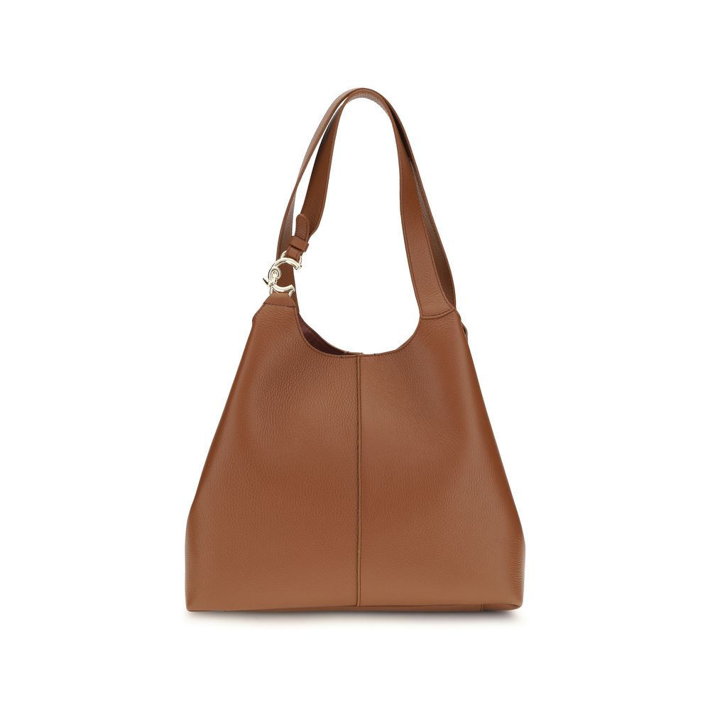 Coccinelle Brown Calf Leather Large C-Easy Tote Shoulder Bag