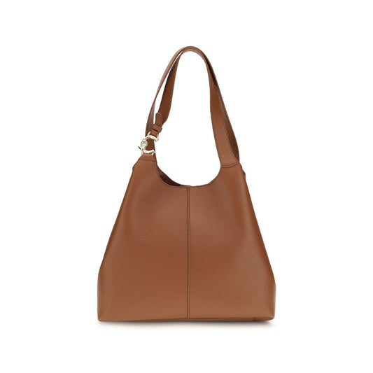 Coccinelle Brown Calf Leather Large C-Easy Tote Shoulder Bag