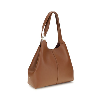 Coccinelle Brown Calf Leather Large C-Easy Tote Shoulder Bag