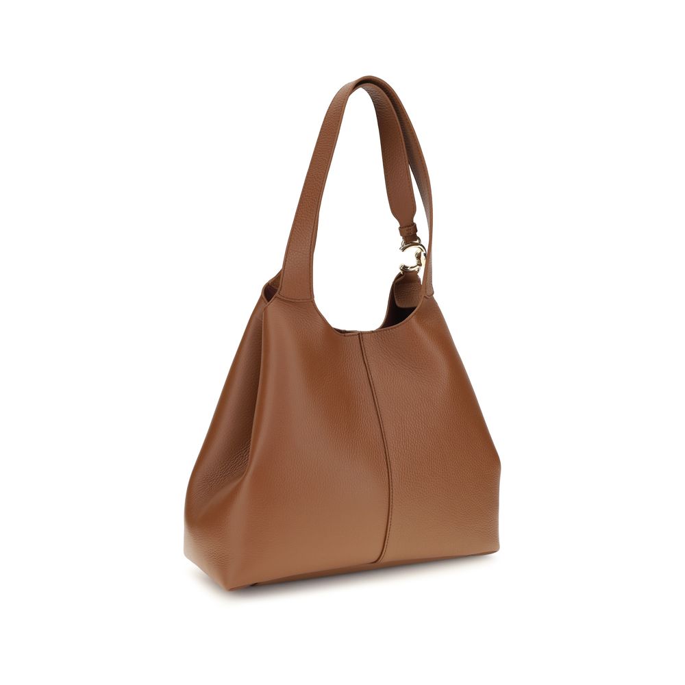 Coccinelle Brown Calf Leather Large C-Easy Tote Shoulder Bag