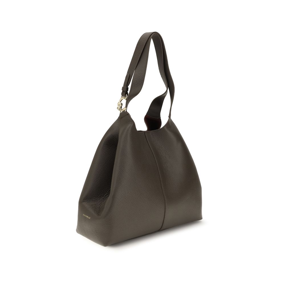 Coccinelle Brown Calf Leather Large C-Easy Tote Shoulder Bag