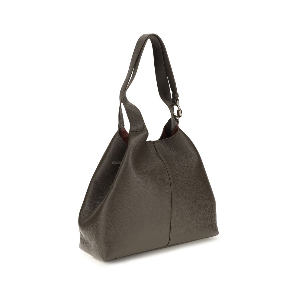 Coccinelle Brown Calf Leather Large C-Easy Tote Shoulder Bag