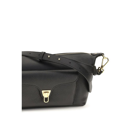 Coccinelle Black Calf Leather Beat Generation Shoulder Bag
