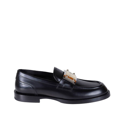 Dolce & Gabbana Black Bernini Brushed Calfskin Slip-On Leather Loafers