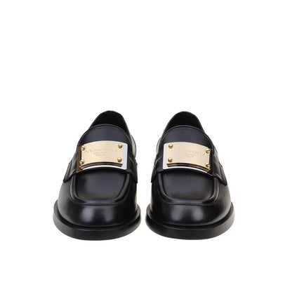 Dolce & Gabbana Black Bernini Brushed Calfskin Slip-On Leather Loafers