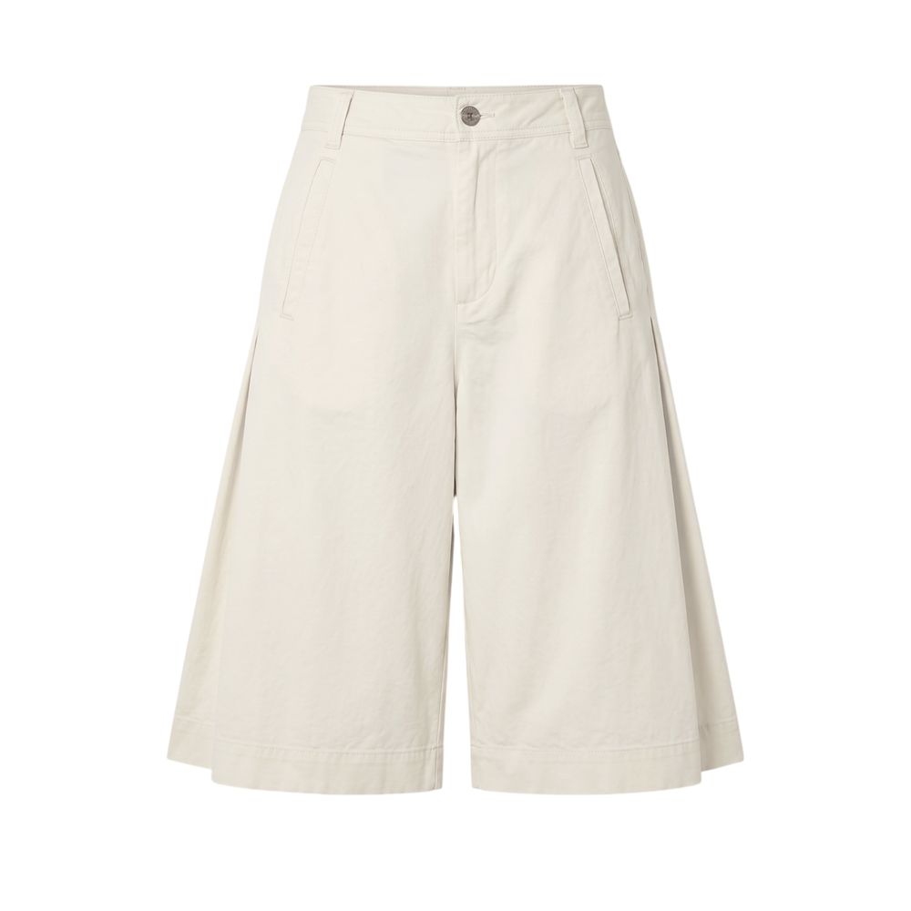 Mr&Mrs Italy White Cotton Women's Wide-Leg Bermuda Shorts