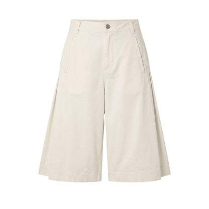 Mr&Mrs Italy White Cotton Women's Wide-Leg Bermuda Shorts