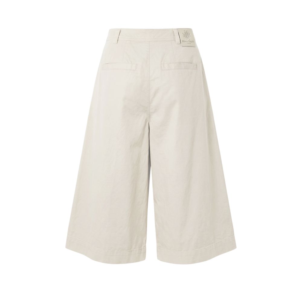Mr&Mrs Italy White Cotton Women's Wide-Leg Bermuda Shorts