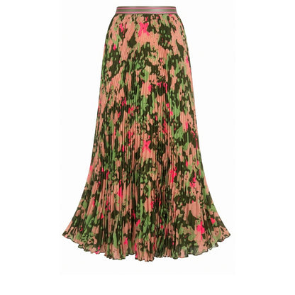 Mr&Mrs Italy Long Pleated Skirt Pink Multicolor Camouflage XS/XXS