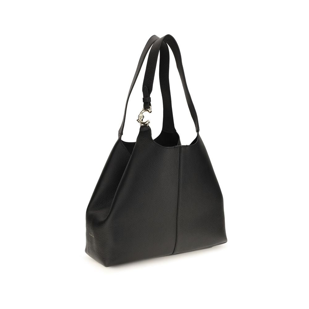 Coccinelle Black Calf Leather Large C-Easy Tote Shoulder Bag