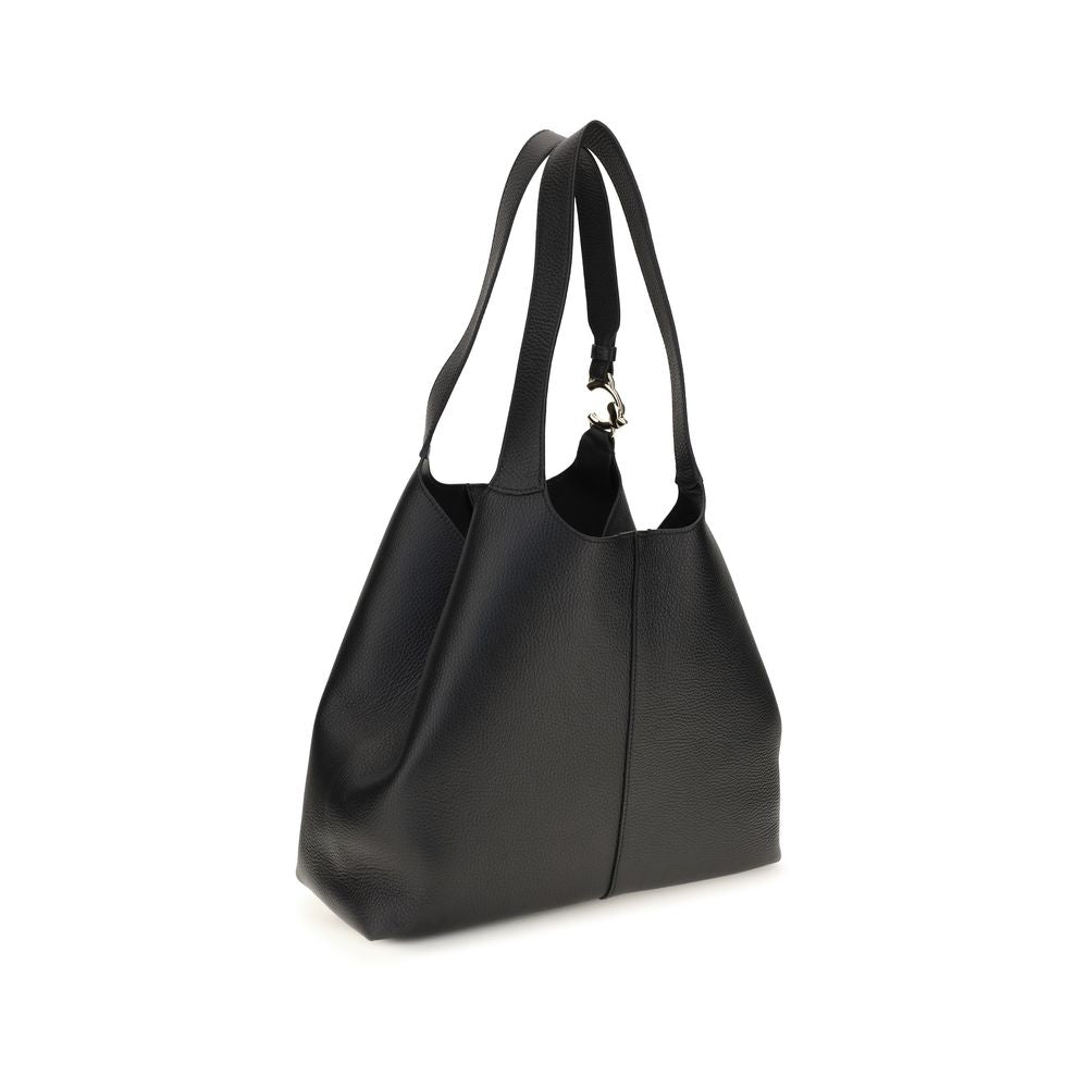 Coccinelle Black Calf Leather Large C-Easy Tote Shoulder Bag