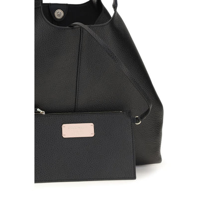 Coccinelle Black Calf Leather Large C-Easy Tote Shoulder Bag