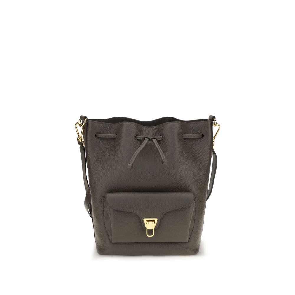 Coccinelle Brown Calf Leather Beat Generation Bucket Bag
