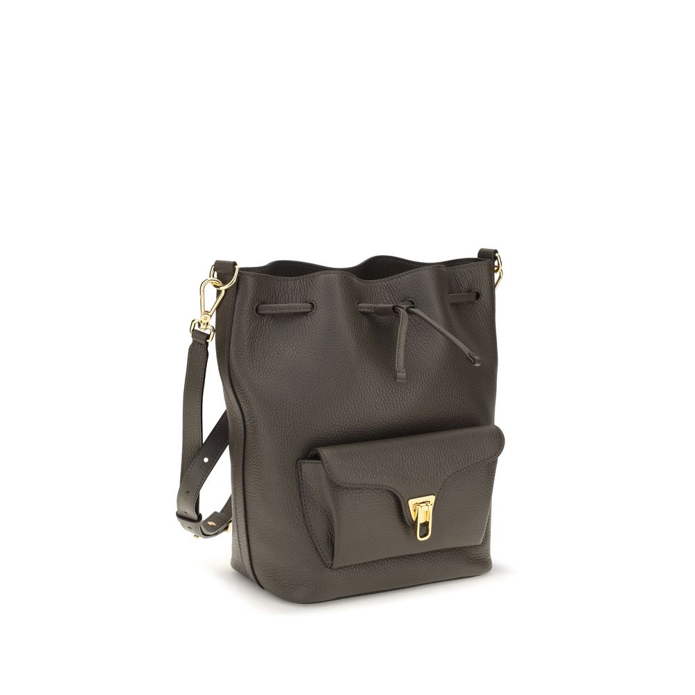 Coccinelle Brown Calf Leather Beat Generation Bucket Bag