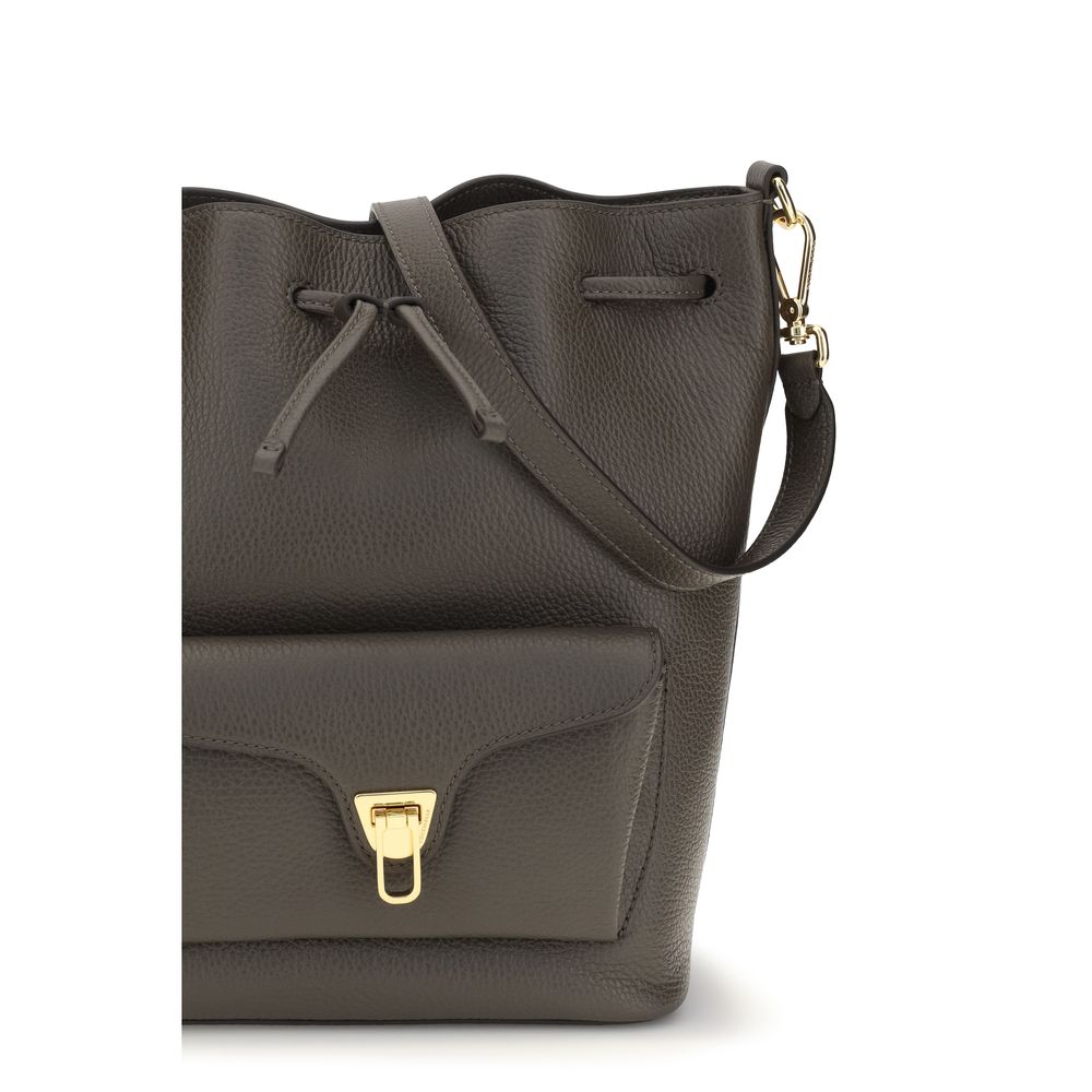 Coccinelle Brown Calf Leather Beat Generation Bucket Bag