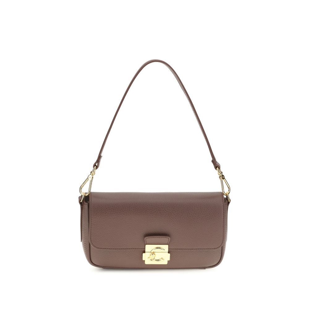 Coccinelle Brown Calf Leather C-Me Lock Medium Shoulder Bag