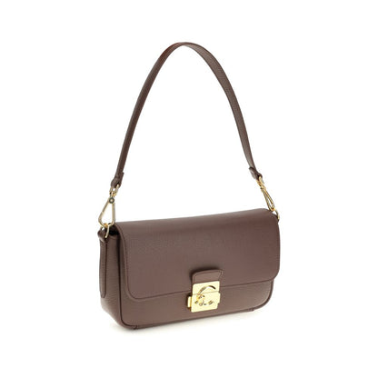 Coccinelle Brown Calf Leather C-Me Lock Medium Shoulder Bag