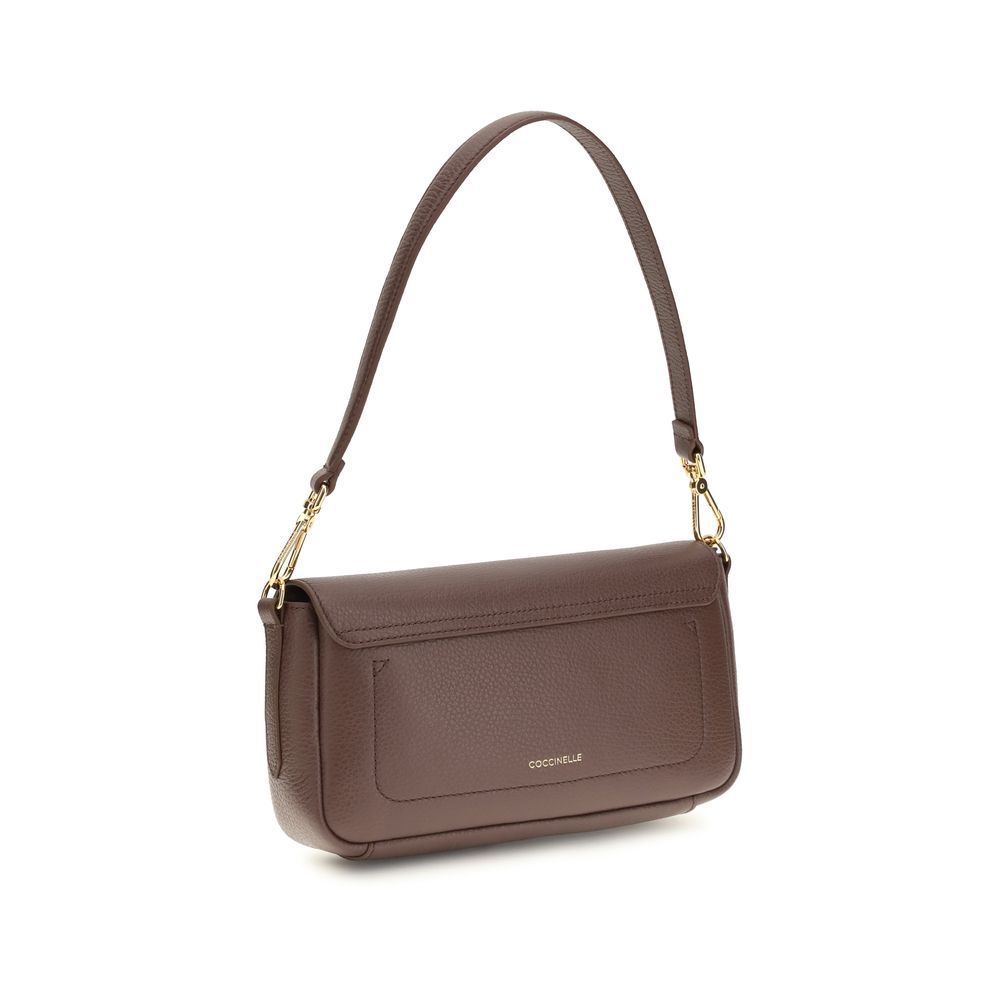 Coccinelle Brown Calf Leather C-Me Lock Medium Shoulder Bag