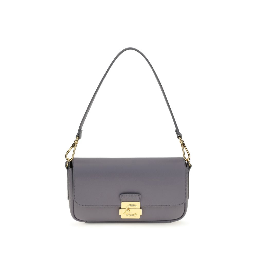 Coccinelle Blue Calf Leather C-Me Lock Medium Shoulder Bag