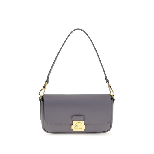 Coccinelle Blue Calf Leather C-Me Lock Medium Shoulder Bag
