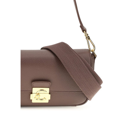 Coccinelle Brown Calf Leather C-Me Lock Medium Shoulder Bag