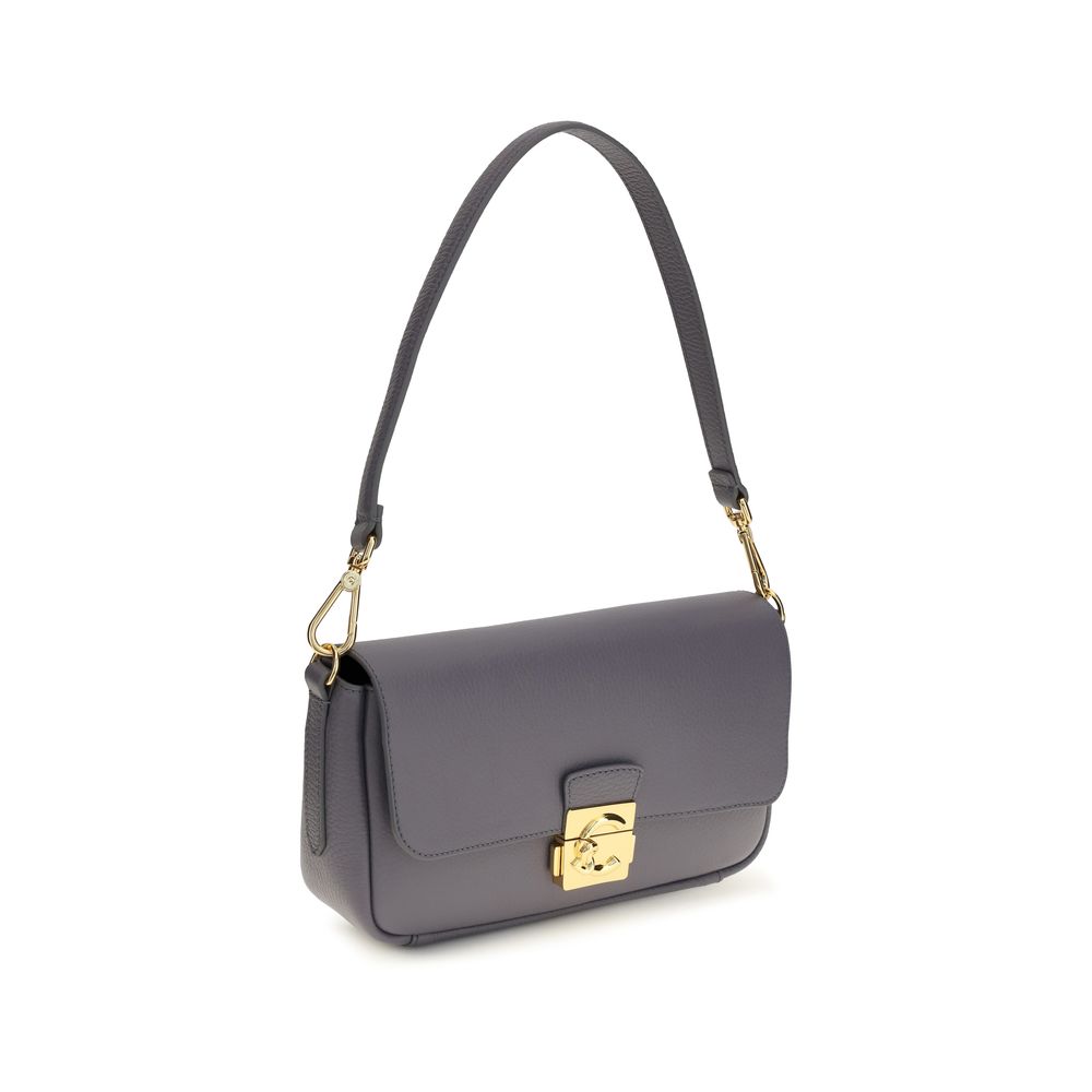 Coccinelle Blue Calf Leather C-Me Lock Medium Shoulder Bag