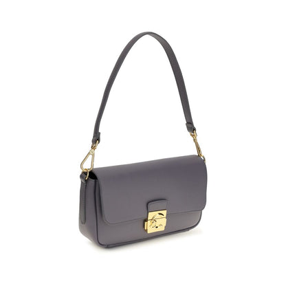Coccinelle Blue Calf Leather C-Me Lock Medium Shoulder Bag