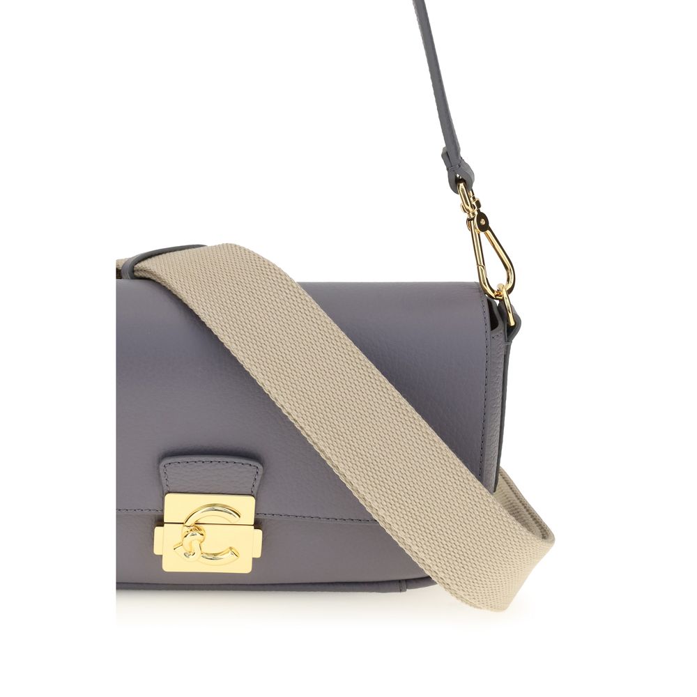 Coccinelle Blue Calf Leather C-Me Lock Medium Shoulder Bag
