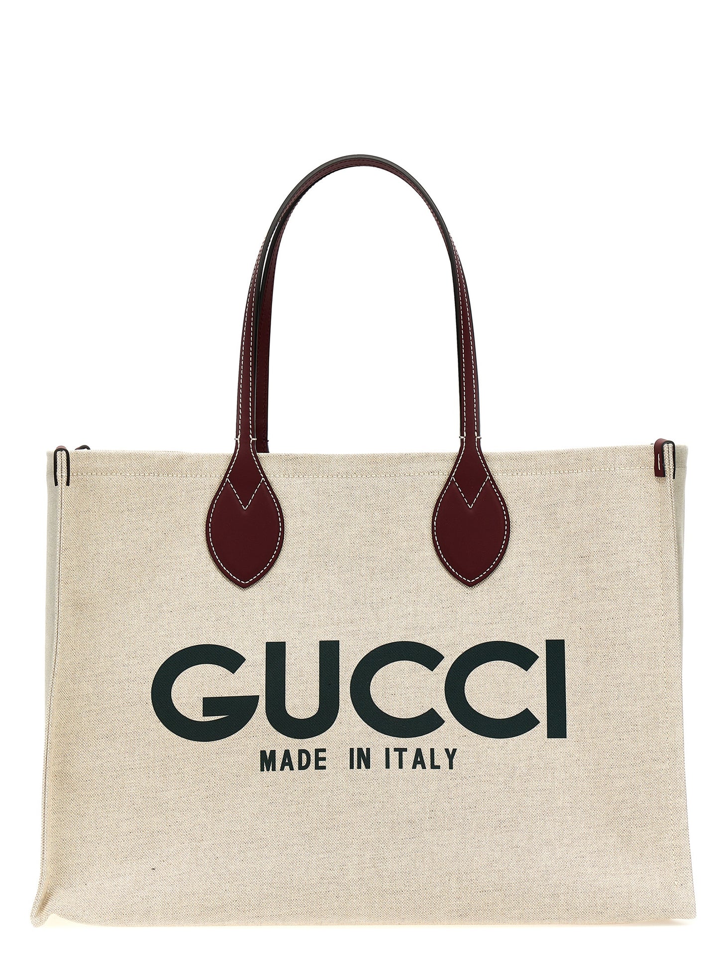 Gucci Beige Canvas Tote Bag with Logo Print