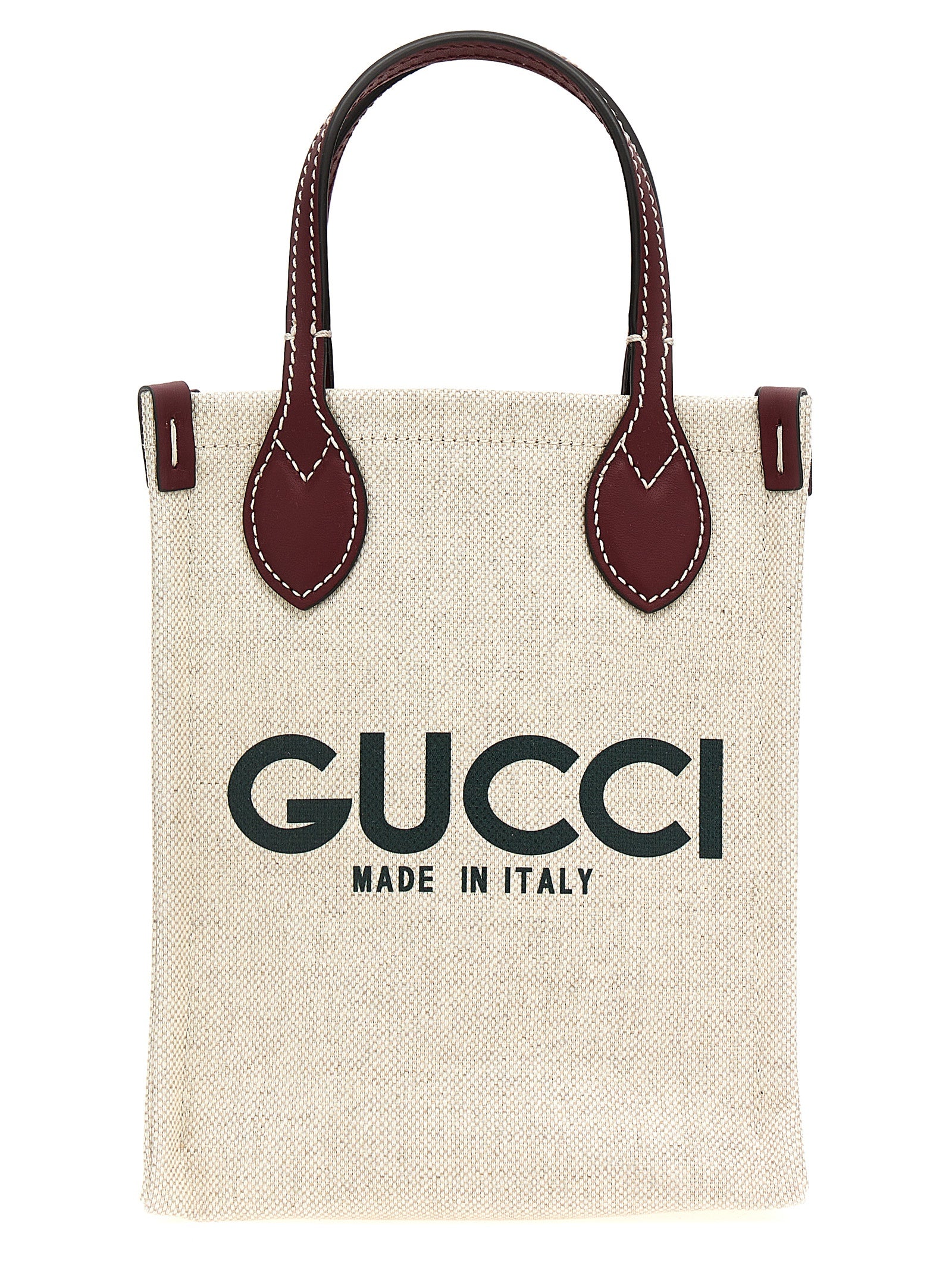 Gucci Beige Canvas Handbag with Logo Print