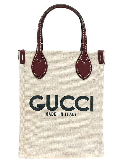 Gucci Beige Canvas Handbag with Logo Print