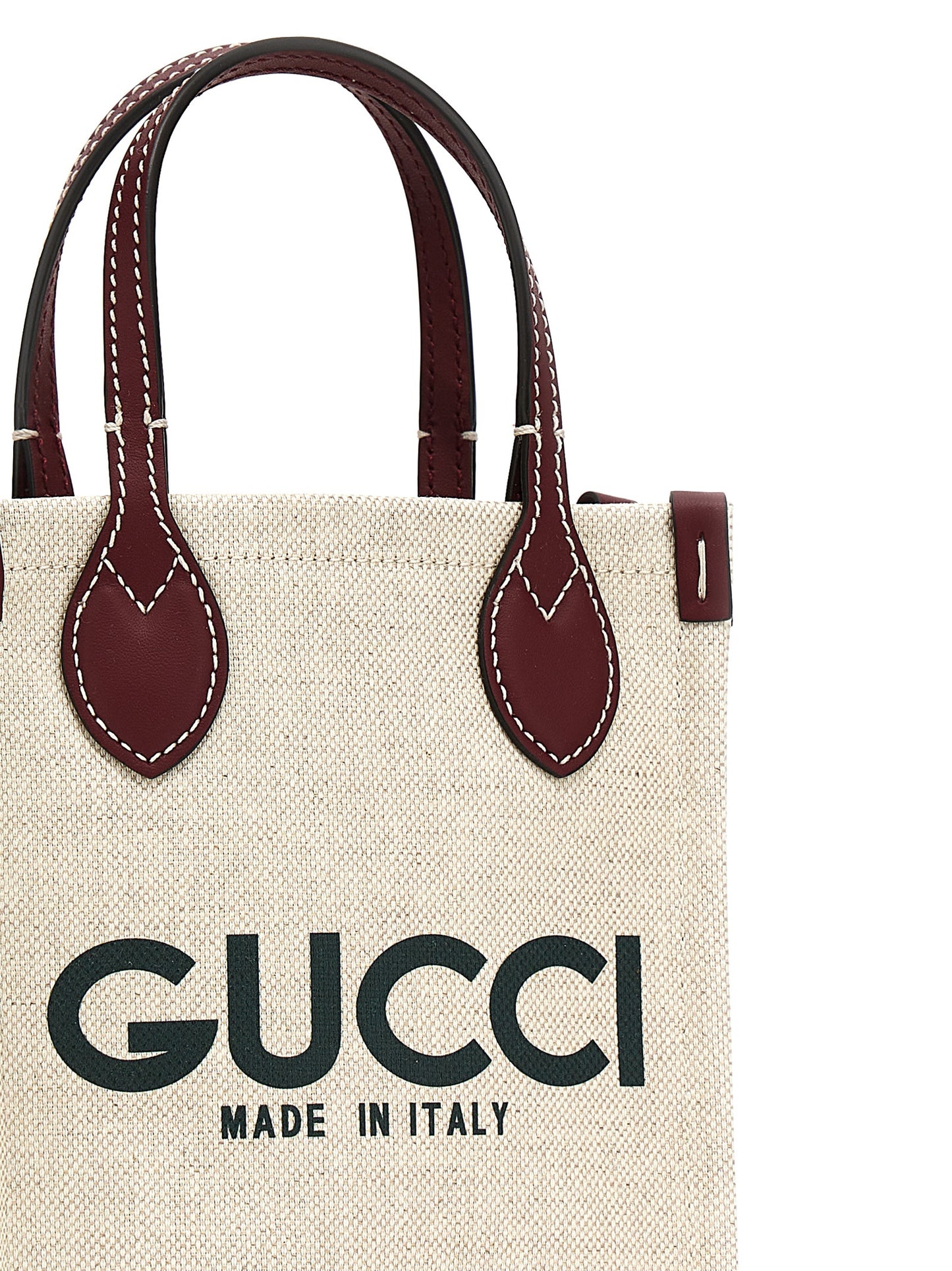 Gucci Beige Canvas Handbag with Logo Print