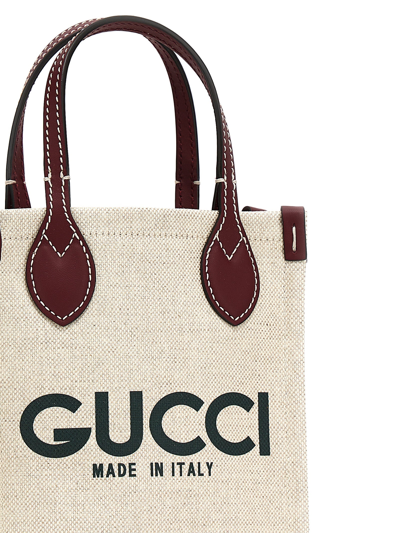 Gucci Beige Canvas Handbag with Logo Print