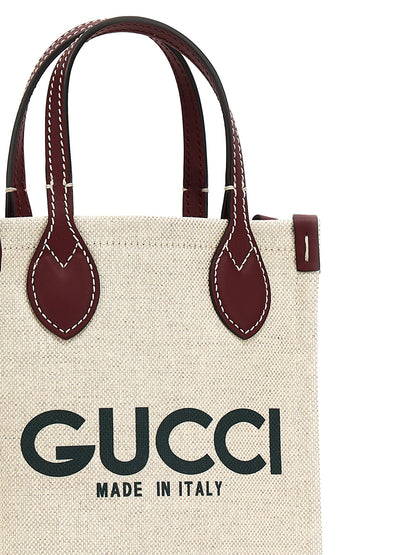 Gucci Beige Canvas Handbag with Logo Print